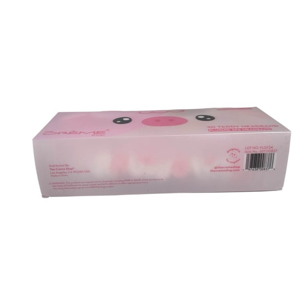The Crème Shop 3D Teddy Headband Plushie Spa Headband Pink Strawberry Cow - Picture 4 of 5